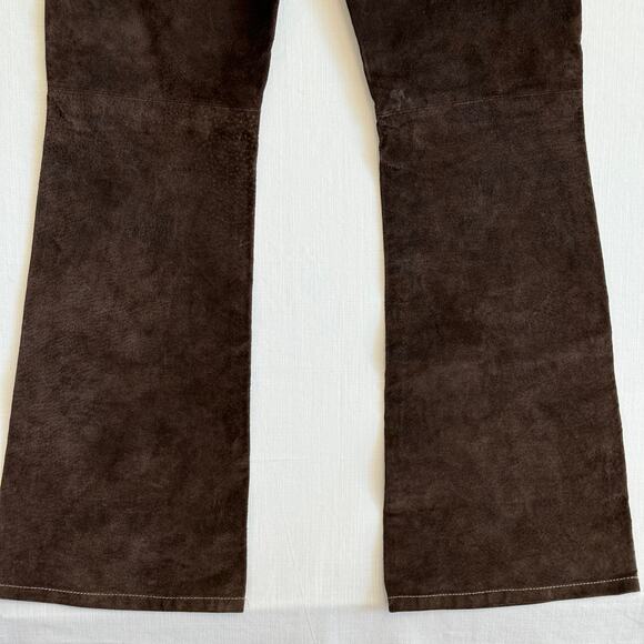 CHARLOTTE RUSSE Suede Leather Flare Leg Pants Women's Size 11/12 Dark Brown - Picture 8 of 14